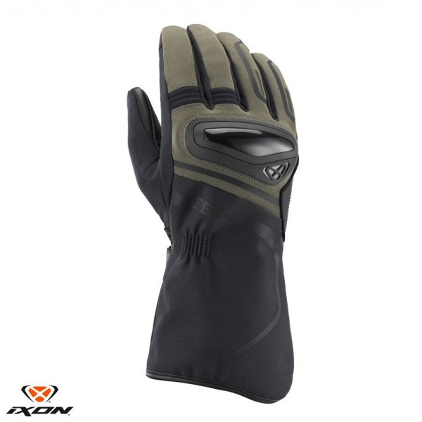 Manusi barbati Touring/Adventure Mid-season textil/piele Ixon model Drizzle MS culoare: khaki/negru – degete tactile (manusi lungi) [1]