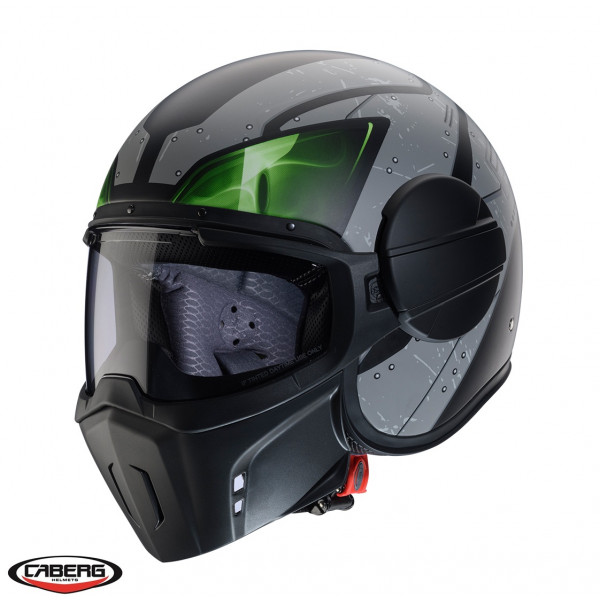 Casca Caberg model Ghost X Vyrus P7 negru/gri/verde fluor mat - fibra de sticla [1]