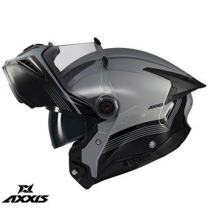Casca modulabila (flip-up) Axxis GhostFighter SV Bitone C2 negru/gri lucios (ochelari soare integrati) – tip viziera: MT-V-36