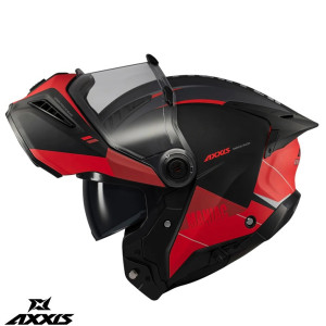 Casca modulabila (flip-up) Axxis GhostFighter SV Maniac B5 negru/rosu mat (ochelari soare integrati) – tip viziera: MT-V-36