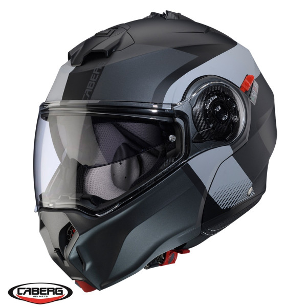 Casca modulabila (flip-up) Caberg model Duke Evo SV Indy P7 SV negru/gun metal (titanium)/gri mat Pinlock ready - lentila Pinlock inclusa [1]