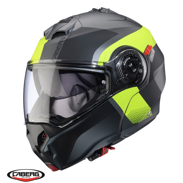 Casca modulabila (flip-up) Caberg model Duke Evo SV Indy L1 gun metal (titanium)/galben fluor/negru mat Pinlock ready - lentila Pinlock inclusa [1]