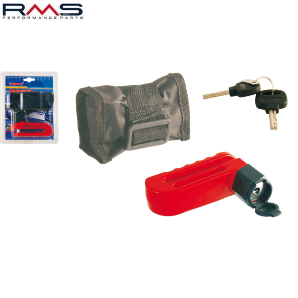 Lacat antifurt blocare disc frana RMS MAXI DISC LOCK DE-LUXE - culoare: rosu (diametru PIN blocare disc: 10 mm) [1]