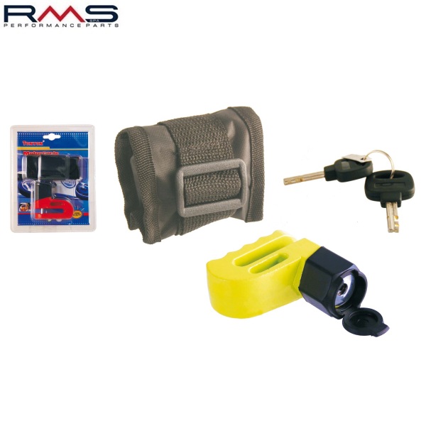 Lacat antifurt blocare disc frana RMS MINI DISC LOCK DE-LUXE - culoare: galben (diametru PIN blocare disc: 6 mm) [1]