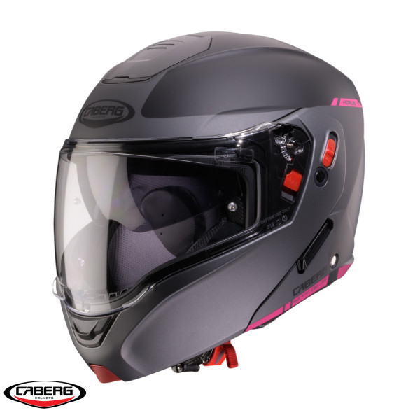 Casca modulabila (flip-up) Caberg model Horus X Ray L9 negru/gri/fuchsia (roz) mat Pinlock ready - lentila Pinlock inclusa [1]