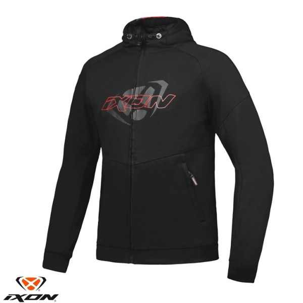 Geaca (hanorac tip hoodie) motociclete barbati Urban Ixon vara model Touchdown culoare: negru/rosu [1]