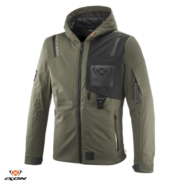 Geaca (jacheta) motociclete barbati Touring/Adventure/Urban Ixon Mid-Season model M-Quarter MS culoare: khaki/negru (geaca laminata; waterproof si pe exterior) [1]