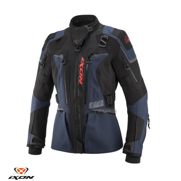 Geaca (jacheta) motociclete femei Touring/Adventure Ixon All season/vara model Odin LS culoare: navy (albastru)/negru/rosu [1]