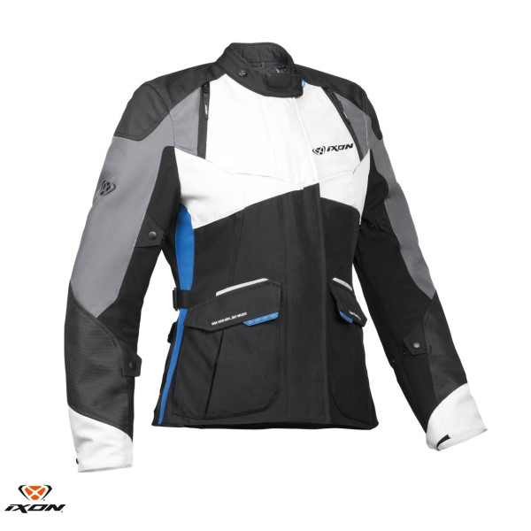 Geaca (jacheta) motociclete femei Touring/Adventure Ixon All season model Balder LS culoare: negru/gri/albastru [1]