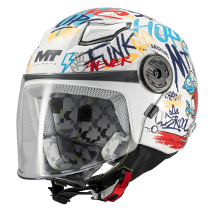 Casca open face MT Lite Crew A5 alb lucios - casca de copii Casca open face MT Lite Crew A5 alb lucios - casca de copii
