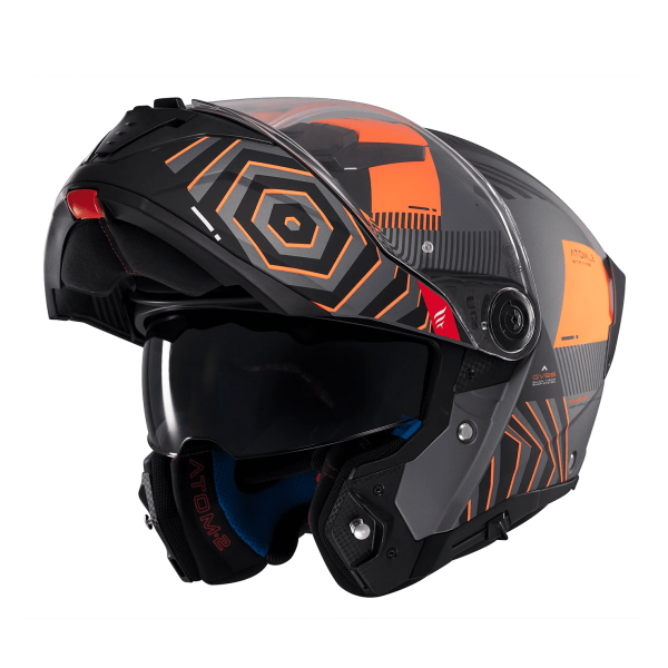 Casca modulabila MT Atom 2 SV Strange C4 gri/portocaliu mat (ochelari soare integrati) Pinlock Ready - tip viziera: MT-V-35 [1]