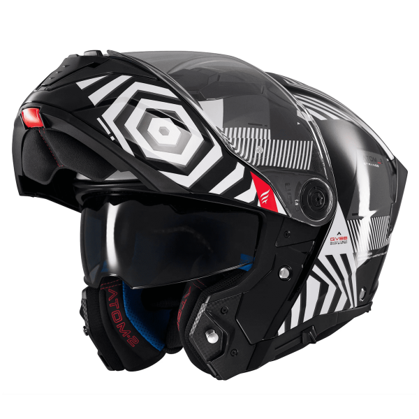 Casca modulabila MT Atom 2 SV Strange B2 negru/alb lucios (ochelari soare integrati) Pinlock Ready - tip viziera: MT-V-35 [1]