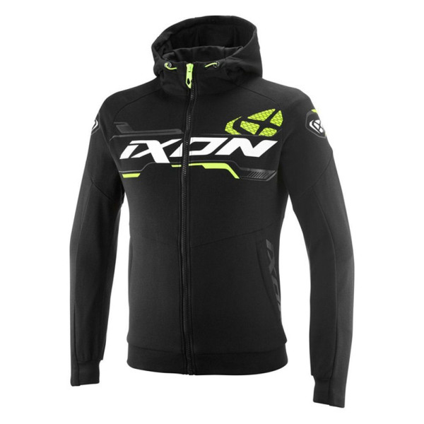 Geaca (hanorac tip hoodie) motociclete barbati Urban Ixon vara model Touchdown Ultra MS culoare: negru/alb/galben [1]