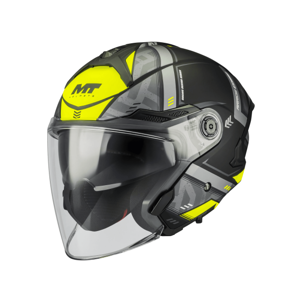 Casca open face motociclete MT Cosmo SV Arrow B3 galben fluor mat (ochelari soare integrati) - tip viziera: MT-V-37 [1]