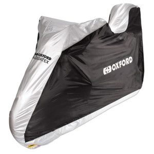 Husa, scutere-motociclete, exterior, Oxford, Aquatex, gri-negru, marime, XL, waterproof, pentru, modele, echipate, parbriz, cutie