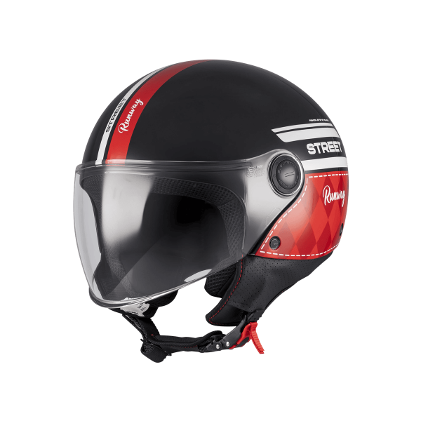Casca open face motociclete MT Street S Runway B5 negru/rosu lucios - omologare noua ECE 22.06 [1]