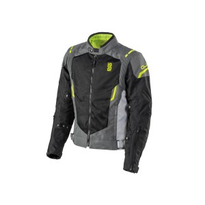Geaca moto de primavara/ vară/ toamna barbati OJ J285 Stream Man Negru/Gri Fluo impermeabila - Textil