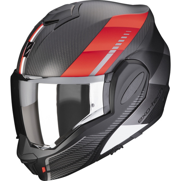 Casca modulara flip-back SCORPION EXO-TECH EVO CARBON GENUS Negru mat/Rosu [1]